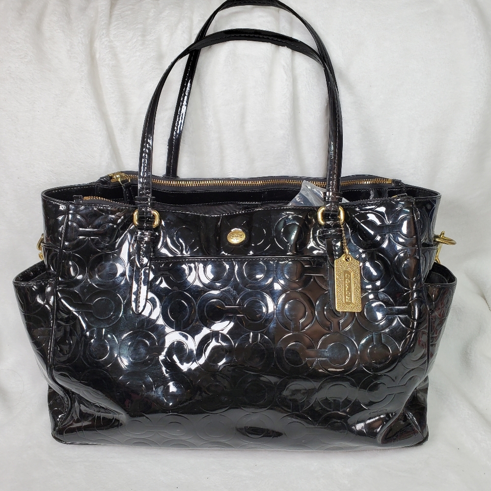 Coach Black Patent Leather Tote